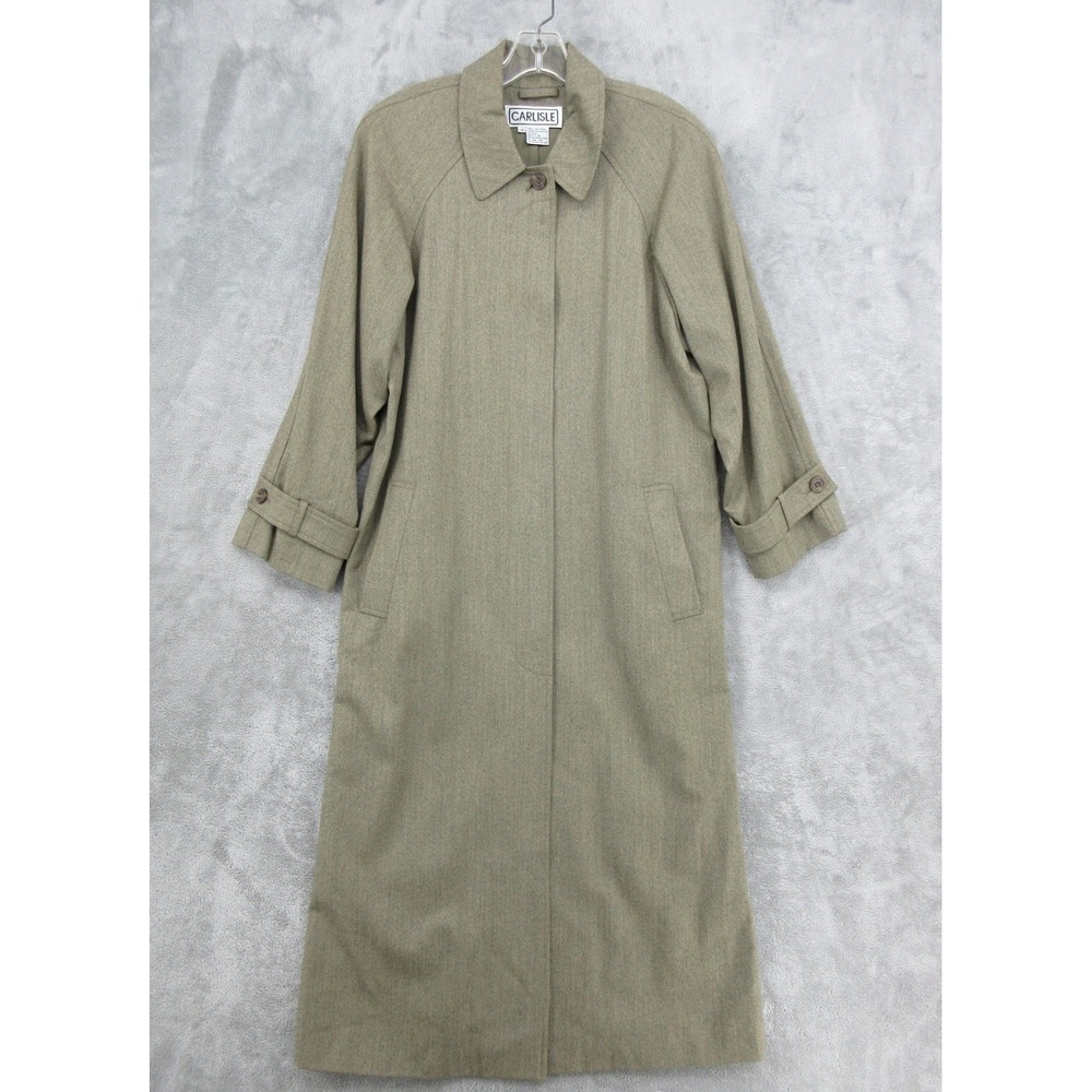 Vintage Carlisle Coat Womens Size 4 Wool Maxi Trench Overcoat Quiet Luxury Brown
